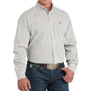 Cinch Men's Long Sleeve Classic Plaid Print Button Shirt White/Tan MTW1105983